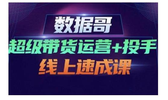 数据哥·超级带货运营 投手线上速成课，快速提升运营和熟悉学会投手技巧-九章网创