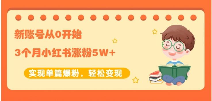 新账号从0开始3个月小红书涨粉5W 实现单篇爆粉，轻松变现（干货）-九章网创