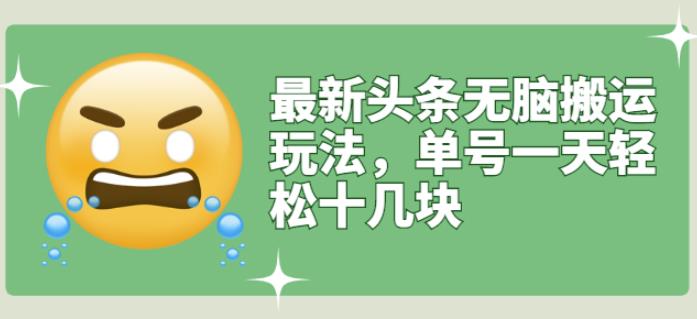 最新头条无脑搬运玩法，单号一天轻松十几块【视频教程 搬运软件】-九章网创