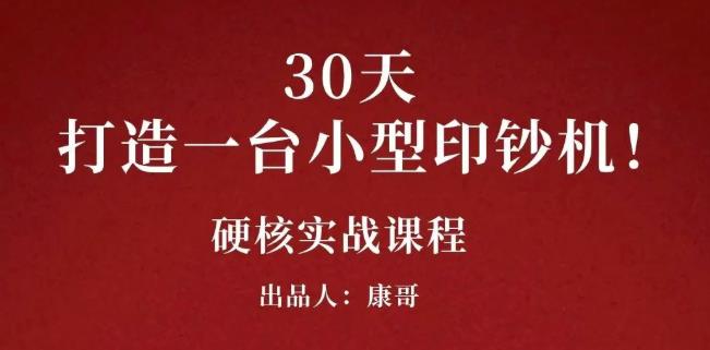 康哥30天打造一台小型印钞机：躺赚30万的项目完整复盘（视频教程）-九章网创