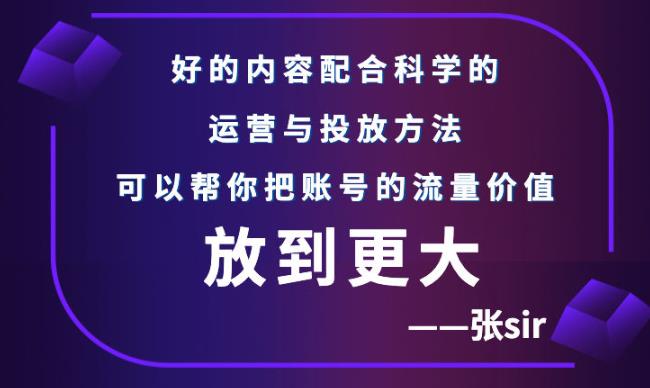 张sir账号流量增长课，告别海王流量，让你的流量更精准-九章网创