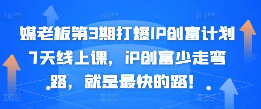 媒老板第3期打爆IP创富计划7天线上课，iP创富少走弯路，就是最快的路！-九章网创