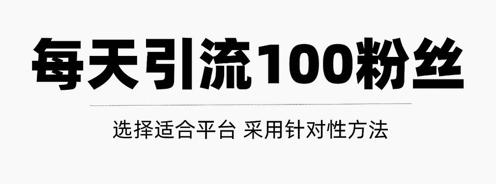 只需要做好这几步，就能让你每天轻松获得100 精准粉丝的方法！【视频教程】-九章网创