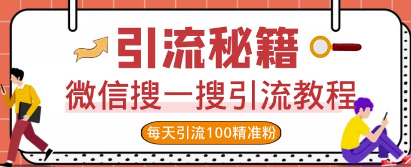 微信搜一搜引流教程，每天引流100精准粉-九章网创