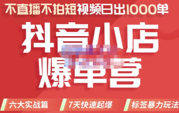 2022年抖音小店爆单营，不直播、不拍短视频、日出1000单，暴力玩法-九章网创