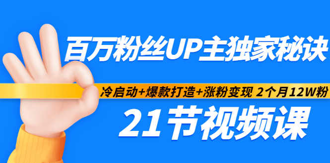 百万粉丝UP主独家秘诀：冷启动 爆款打造 涨粉变现2个月12W粉（21节视频课)-九章网创