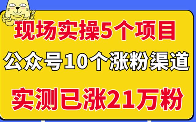 现场实操5个公众号项目，10个涨粉渠道，实测已涨21万粉！-九章网创