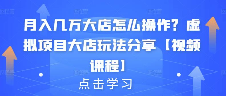 月入几万大店怎么操作？虚拟项目大店玩法分享【视频课程】-九章网创