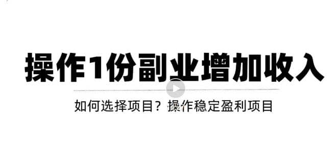 新手如何通过操作副业增加收入，从项目选择到玩法分享！【视频教程】-九章网创