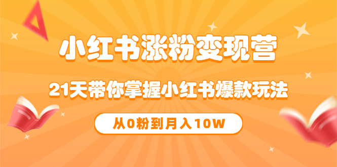 《小红书涨粉变现营》21天带你掌握小红书爆款玩法 从0粉到月入10W-九章网创