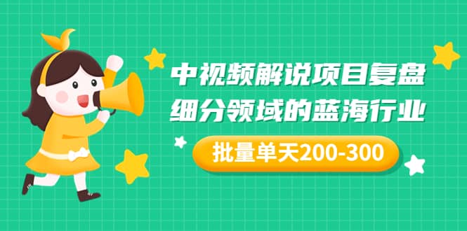 某付费文章：中视频解说项目复盘：细分领域的蓝海行业 批量单天200-300收益-九章网创