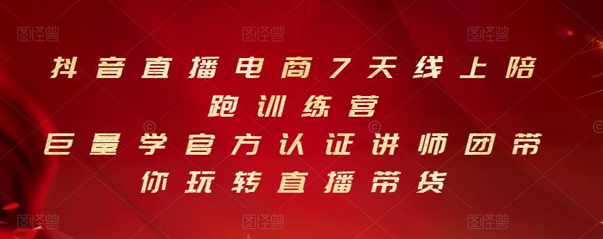 抖音直播电商7天线上陪跑训练营，巨量学官方认证讲师团带你玩转直播带货-九章网创