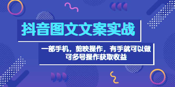 抖音图文毒文案实战：一部手机 剪映操作 有手就能做，单号日入几十 可多号-九章网创