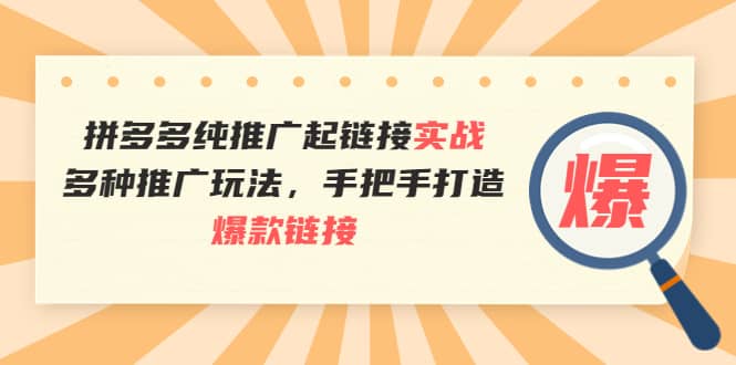 拼多多纯推广起链接实战：多种推广玩法，手把手打造爆款链接-九章网创