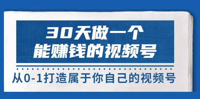 30天做一个能赚钱的视频号，从0-1打造属于你自己的视频号 (14节-价值199)-九章网创