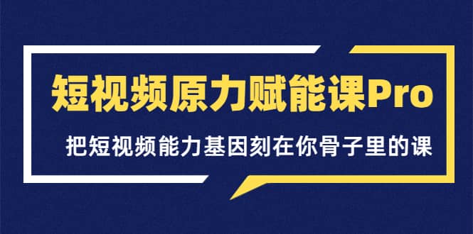 短视频原力赋能课Pro，把短视频能力基因刻在你骨子里的课（价值4999元）-九章网创