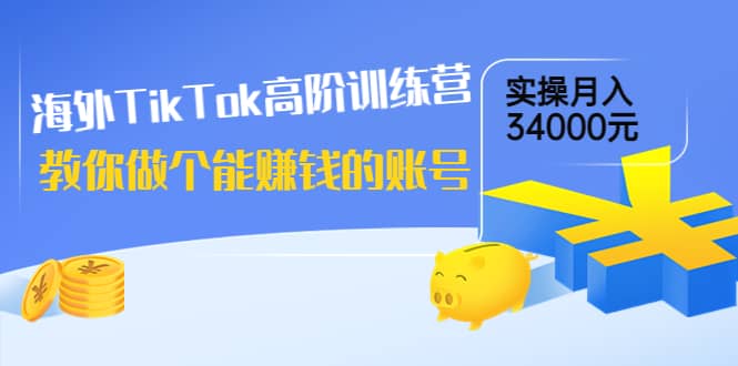 海外TikTok高阶训练营：教你做个能赚钱的账号，实操月入34000元！-九章网创