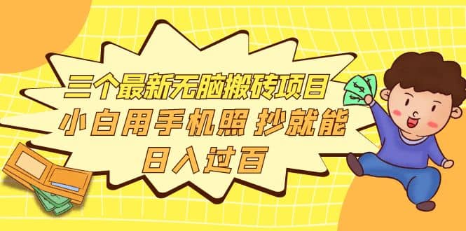 三个最新无脑搬砖项目，小白用手机照抄就能日入过百-九章网创