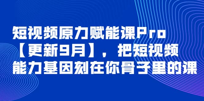 短视频原力赋能课Pro【更新9月】，把短视频能力基因刻在你骨子里的课-九章网创