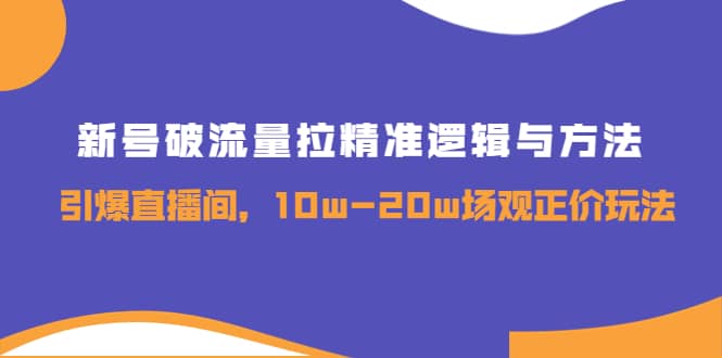 新号破流量拉精准逻辑与方法，引爆直播间，10w-20w场观正价玩法-九章网创