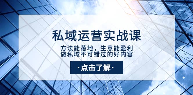 私域运营实战课：方法能落地，生意能盈利，做私域不可错过的好内容-九章网创