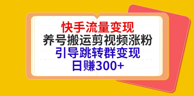 快手流量变现，养号搬运剪视频涨粉，引导跳转群变现日赚300-九章网创