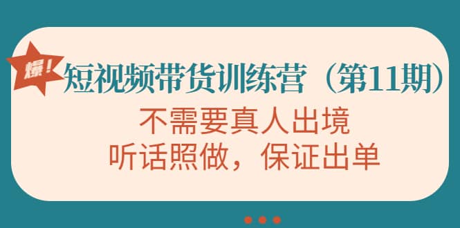 短视频带货训练营（第11期），不需要真人出境，听话照做，保证出单-九章网创