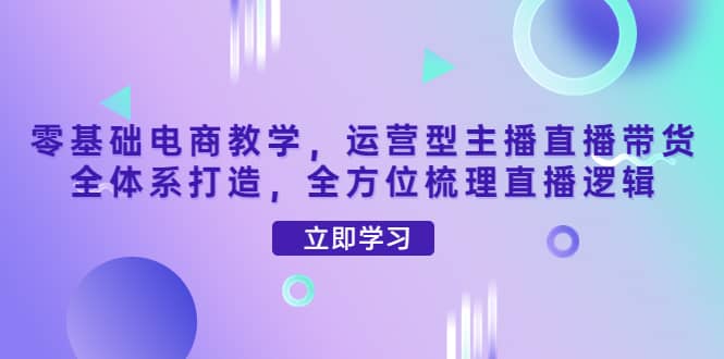 零基础电商教学，运营型主播直播带货全体系打造，全方位梳理直播逻辑-九章网创