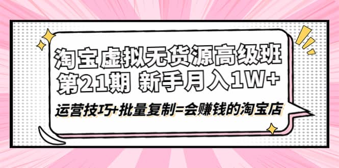 淘宝虚拟无货源高级班【第21期】运营技巧 批量复制=会赚钱的淘宝店-九章网创