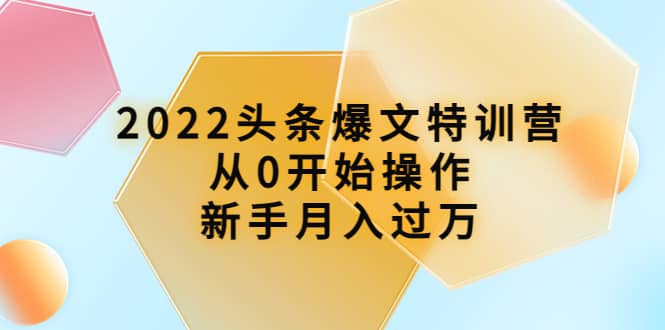 2022头条爆文特训营：从0开始操作，新手月入过万（16节课时）-九章网创