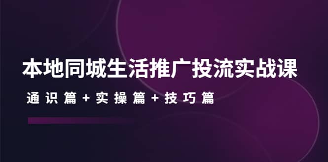 本地同城生活推广投流实战课：通识篇 实操篇 技巧篇-九章网创