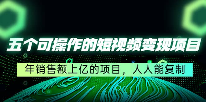 五个可操作的短视频变现项目：年销售额上亿的项目，人人能复制-九章网创