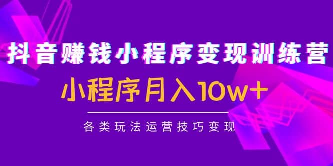 抖音小程序变现训练营：小程序各类玩法运营技巧变现-九章网创