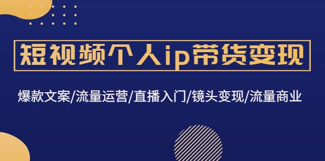 短视频个人ip带货变现：爆款文案/流量运营/直播入门/镜头变现/流量商业-九章网创