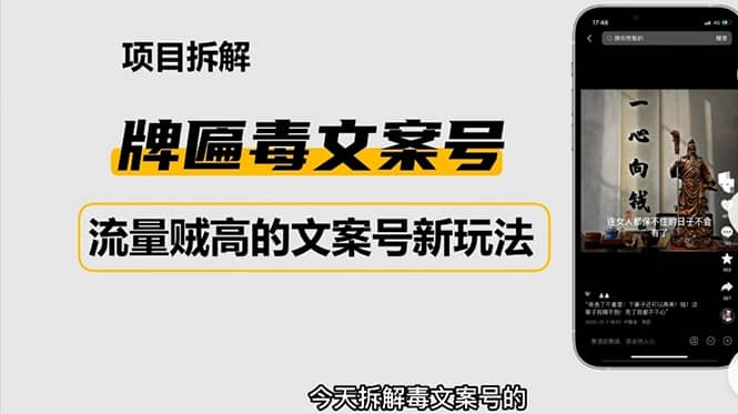 2023抖音快手毒文案新玩法，牌匾文案号，起号快易变现-九章网创