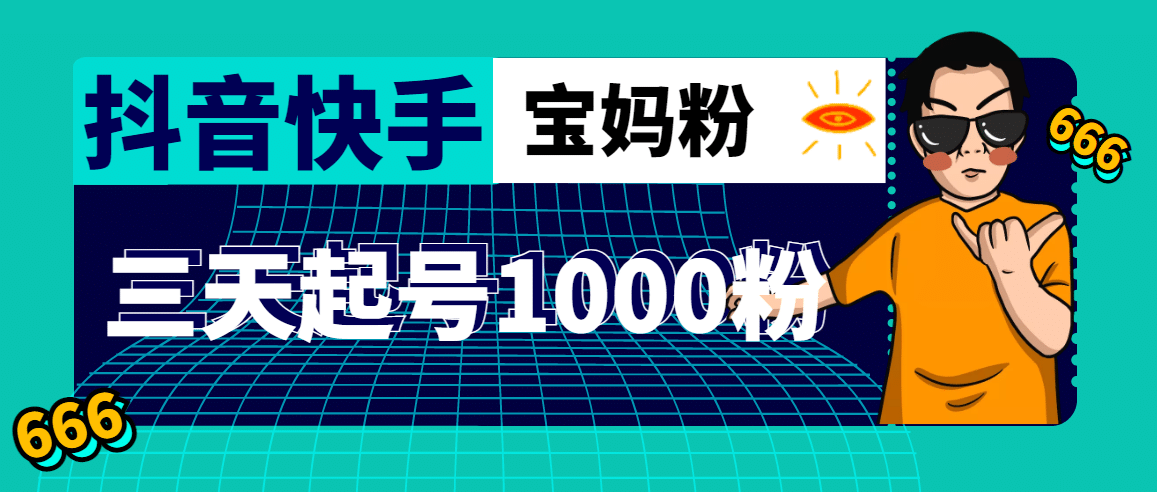 抖音快手三天起号涨粉1000宝妈粉丝的核心方法【详细玩法教程】-九章网创