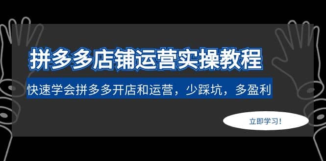 拼多多店铺运营实操教程：快速学会拼多多开店和运营，少踩坑，多盈利-九章网创