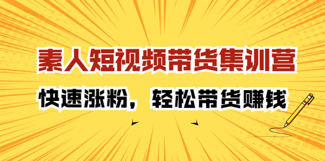 素人短视频带货集训营：快速涨粉，轻松带货赚钱-九章网创