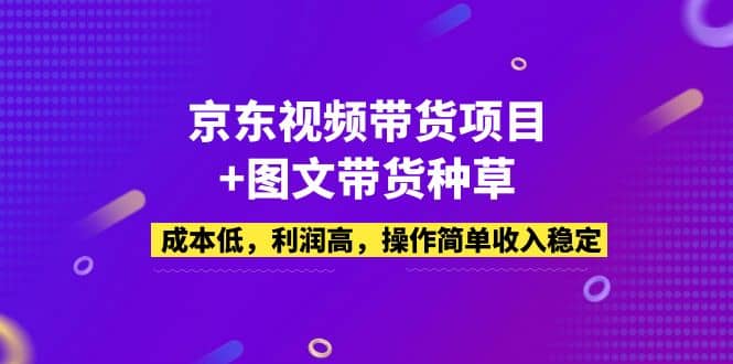 京东视频带货项目 图文带货种草，成本低，利润高，操作简单收入稳定-九章网创