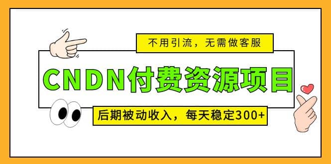 CNDN付费资源项目，不用引流，无需做客服，后期被动收入-九章网创