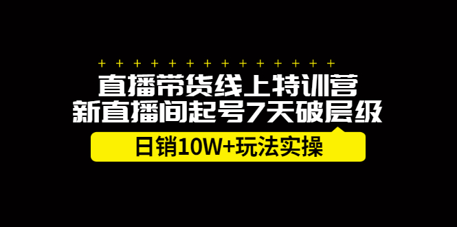 直播带货线上特训营，新直播间起号7天破层级日销10万玩法实操-九章网创