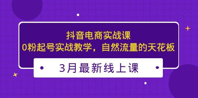 3月最新抖音电商实战课：0粉起号实战教学，自然流量的天花板-九章网创