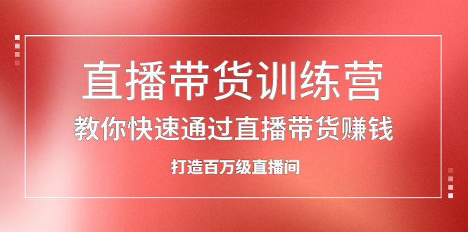 直播带货训练营，教你快速通过直播带货赚钱，打造百万级直播间-九章网创