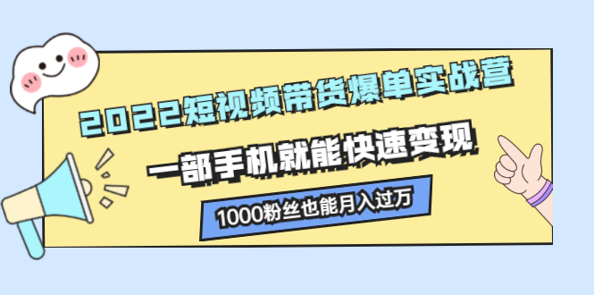 2022短视频带货爆单实战营，一部手机就能快速变现-九章网创