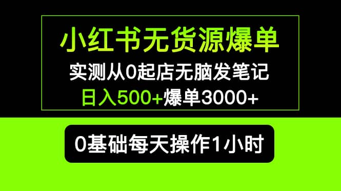 小红书无货源爆单 实测从0起店无脑发笔记爆单3000 长期项目可多店-九章网创