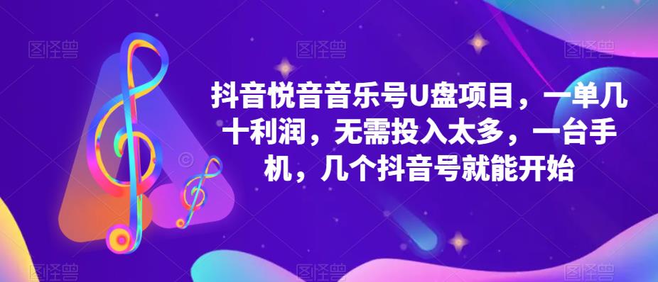 抖音音乐号U盘项目 一单几十利润 无需投入太多 一台手机 几个抖音号就开始-九章网创