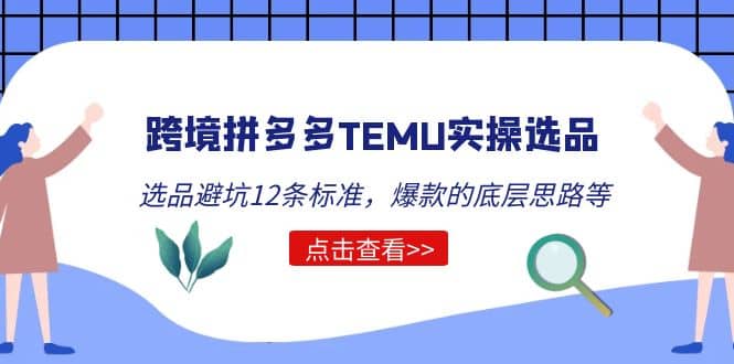 跨境拼多多TEMU实操选品运营方法，选品避坑12条标准，爆款的底层思路等-九章网创