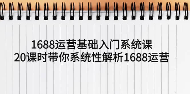 1688运营基础入门系统课，20课时带你系统性解析1688运营-九章网创