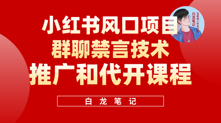 小红书风口项目日入300 ，小红书群聊禁言技术代开项目，适合新手操作-九章网创