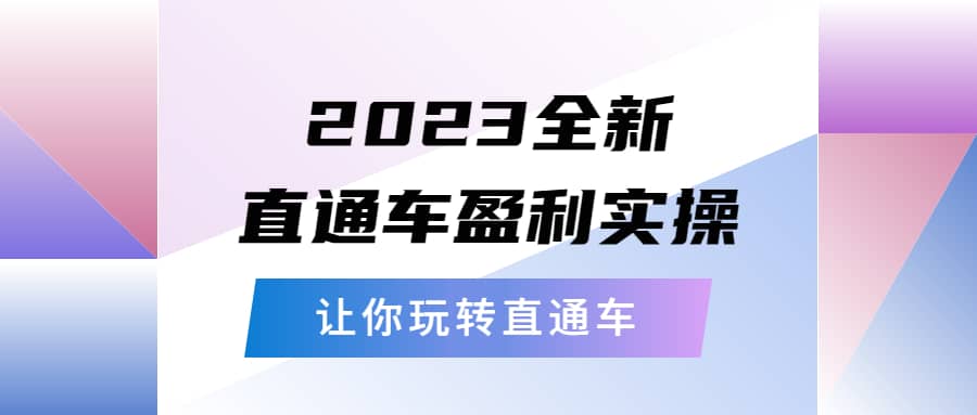 2023全新直通车·盈利实操：从底层，策略到搭建，让你玩转直通车-九章网创